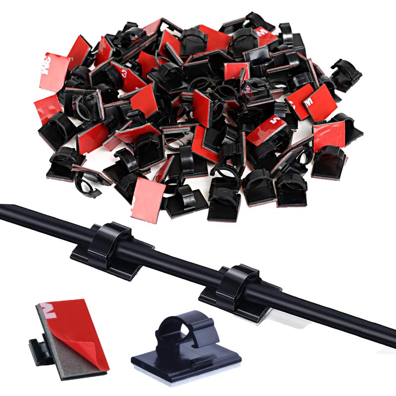 GWHOLE 100Pcs Adhesive Cable Clips Cord Organizer Wire Management for Car Office and Home - Image 1